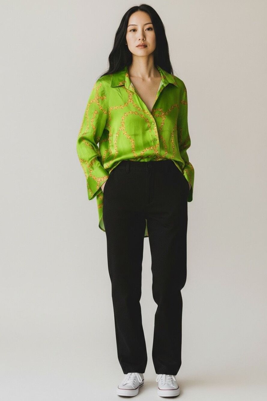 L'AGENCE DANI SILK NEON GREEN SZ XS BLOUSE